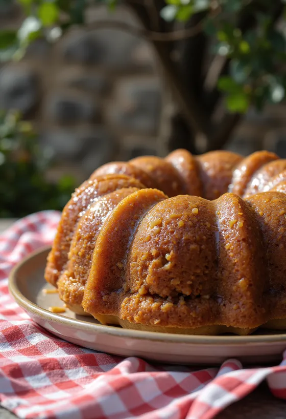 Куглоф с кестени и орехи сервиран