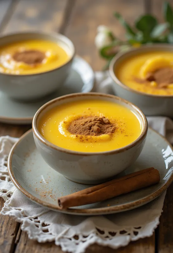 Curau с царевица, купа десерт, украсена с кокосово мляко и канела