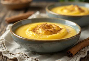 Curau с царевица, купа десерт, украсена с кокосово мляко и канела