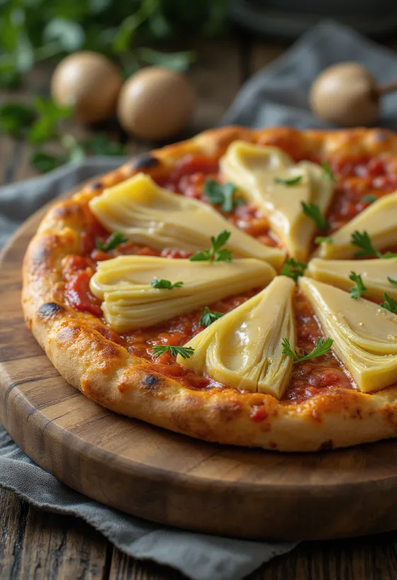Pizza ai Carciofini сервирана с артишок