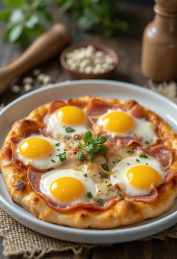 Pizza Bismark с яйце и шунка