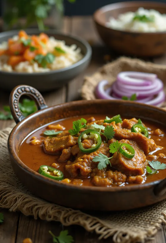 Nihari с nalli, сервирано с богат костен мозък и пикантни парчета месо