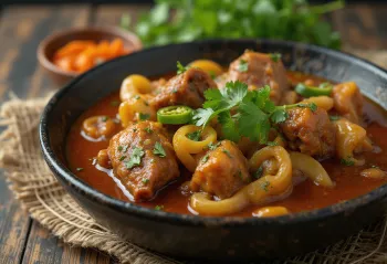 Nihari с nalli, сервирано с богат костен мозък и пикантни парчета месо