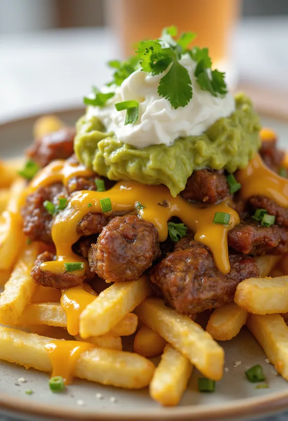 Carne Asada Fries, сервирани в мексикански стил