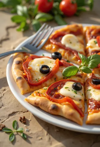 Pizza Española с чоризо, червена чушка и маслини