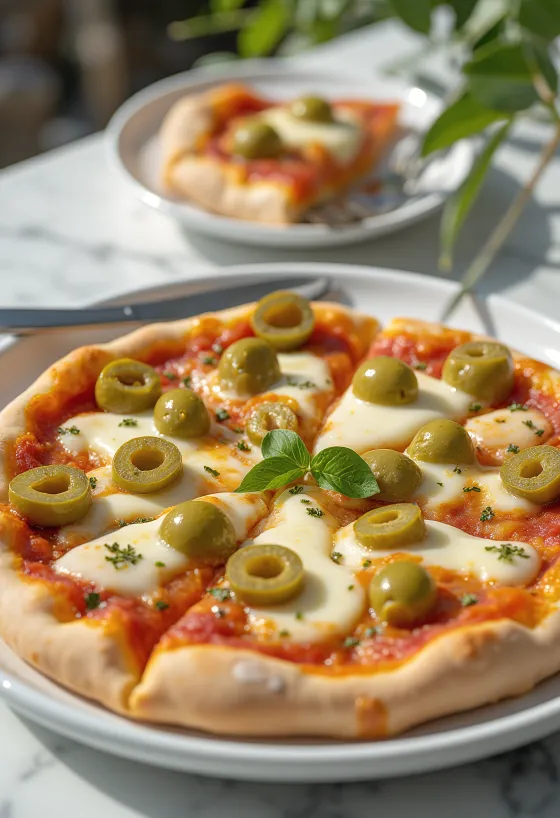 Pizza con Olive Verdi със зелени маслини и моцарела